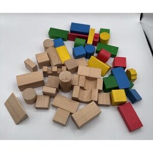 48 Wood Solid Beech Blocks Lupo Made in Poland Color and Plain
